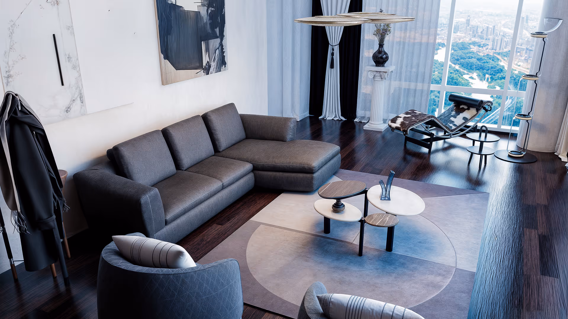 A lounge chair was intentionally placed by the window to create a private view zone where the client can fully enjoy moments of quiet rest and reflection. More than just a piece of furniture, the chair was curated as a sculptural focal point designed to function as an art piece within the space. Its placement in natural light allows the atmosphere to evolve throughout the day, offering a layered, emotional experience and a sense of contemplative pause within the living area.