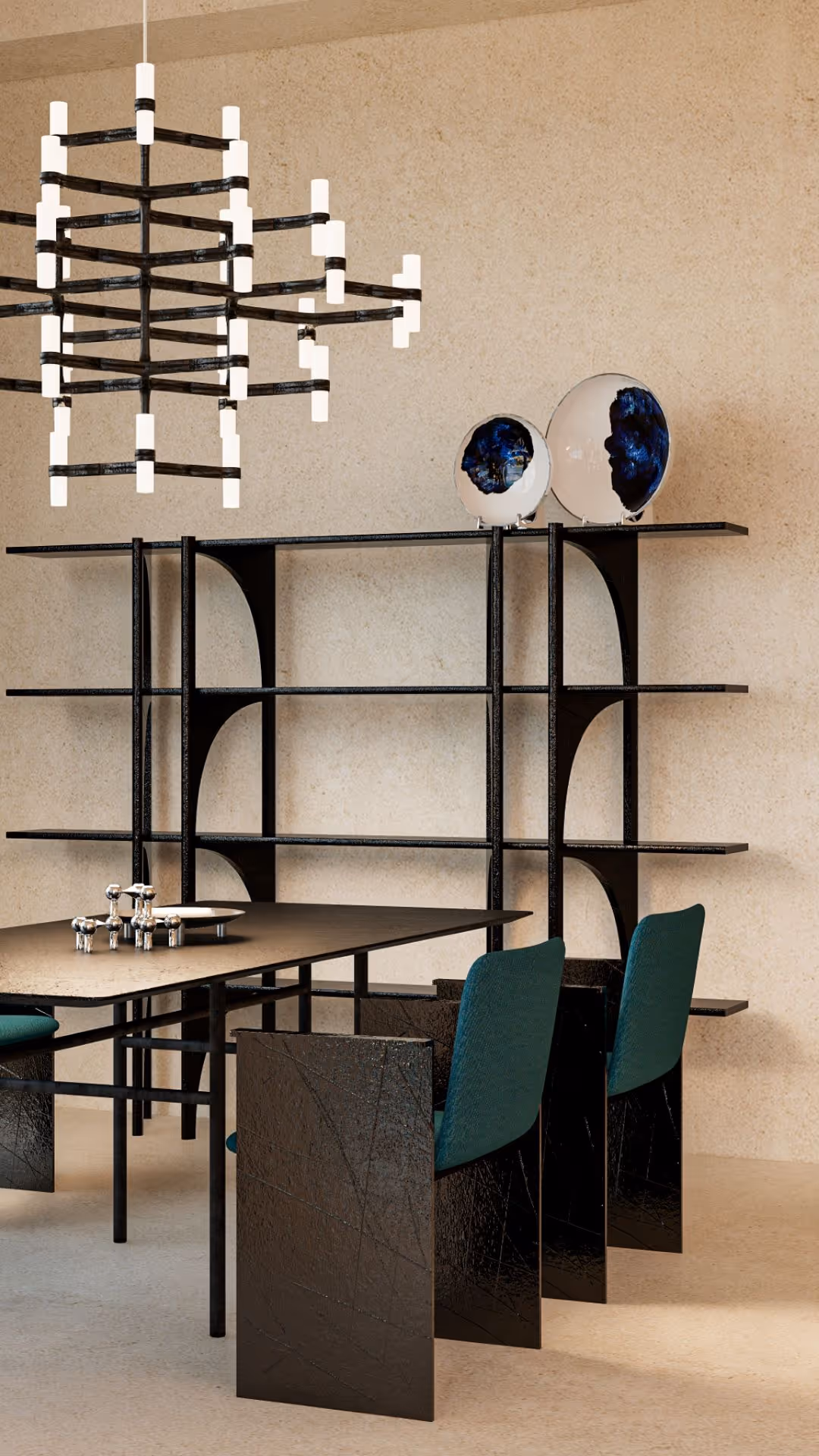 Through the careful arrangement of lighting, objects, and furniture, the space achieves a natural balance of tension and harmony. Each element maintains its own character while blending seamlessly with the others, creating a well-balanced flow throughout the interior. Despite its understated design, the thoughtful composition results in a visually refined and cohesive atmosphere. This sense of order transforms the space from a simple living area into a setting where everyday life is enriched with subtle, sensory beauty.